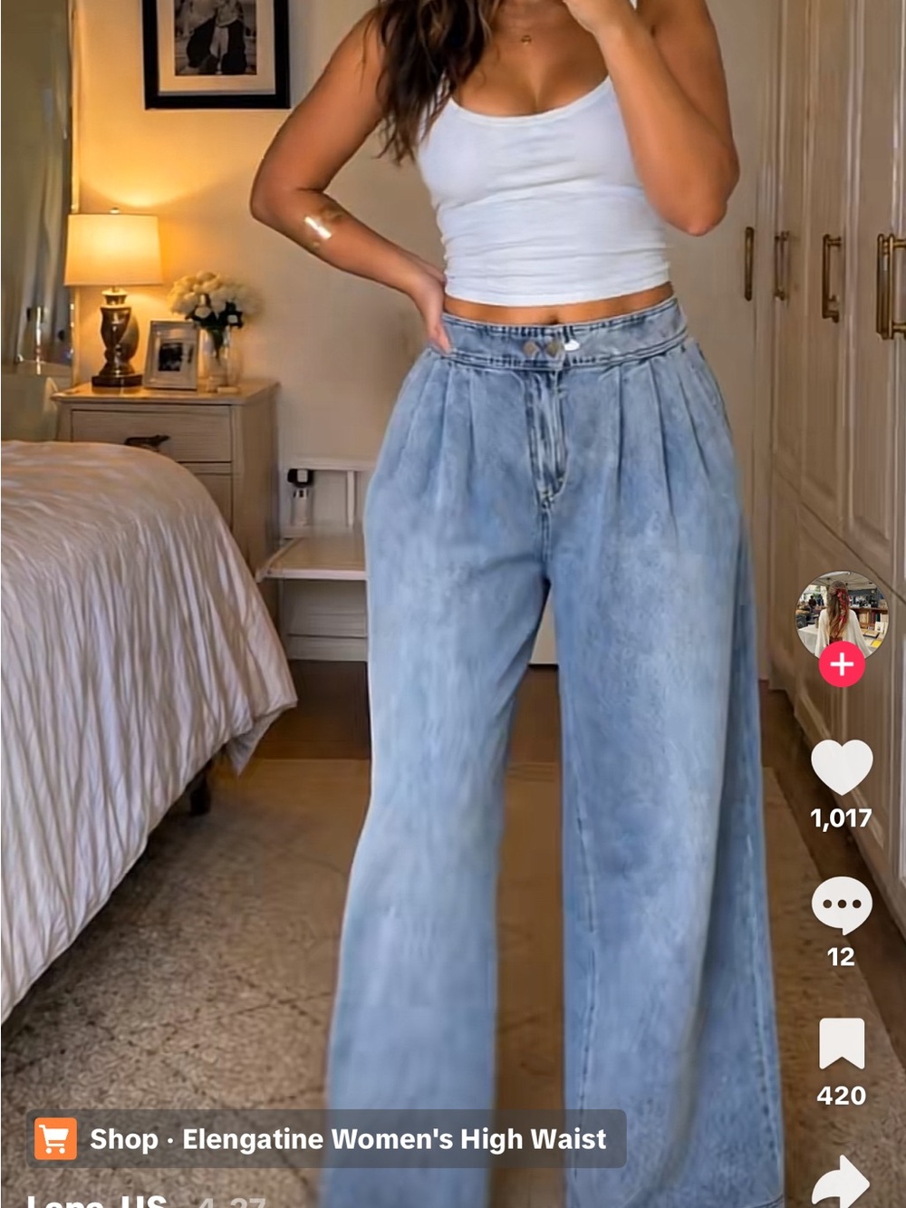 High-Waist Wide-Leg Light Wash Jeans for Women